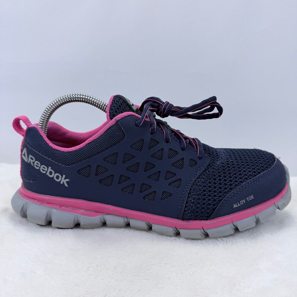 Reebok Sublite Cushion Work Alloy Toe RB046 Womens Navy Pink Size 10